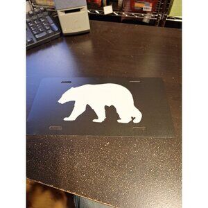 Bear Metal Tin License Plate 6" x 12" Wildlife Rustic Cabin Wall Decor